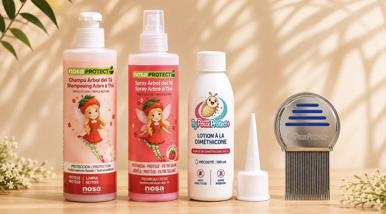 Lotion diméthicone Spray protecteur - Shampoing protecteur - Peigne professionnel - Applicateur de précision inclus
